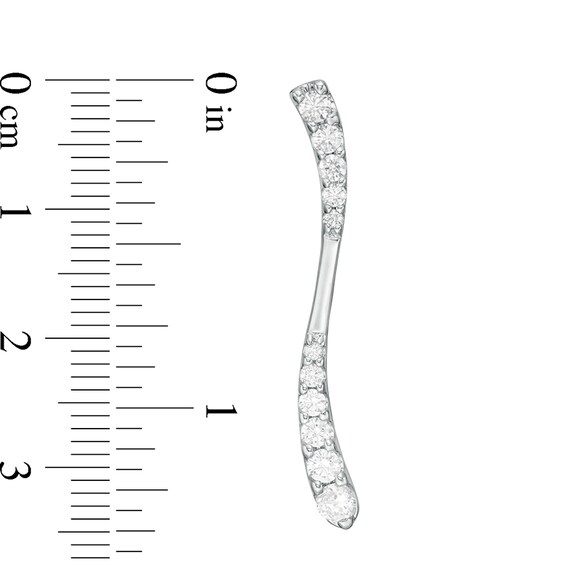 Previously Owned - 1 CT. T.w. Journey Diamond Linear Wave Drop Earrings in 10K White Gold