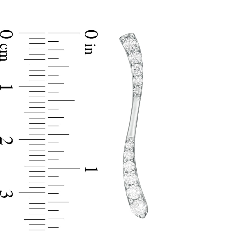 Main Image 3 of Previously Owned - 1 CT. T.W. Journey Diamond Linear Wave Drop Earrings in 10K White Gold