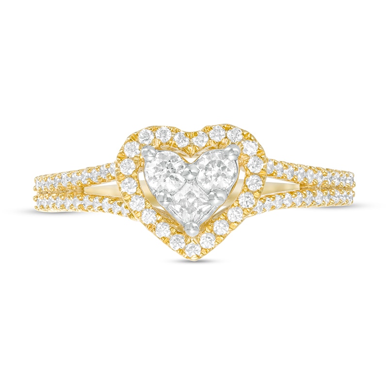Main Image 4 of Previously Owned - 1/2 CT. T.W. Composite Diamond Heart Frame Ring in 10K Gold
