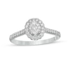 Thumbnail Image 1 of Previously Owned - 1/3 CT. T.W. Composite Oval Diamond Scallop Frame Engagement Ring in 10K White Gold