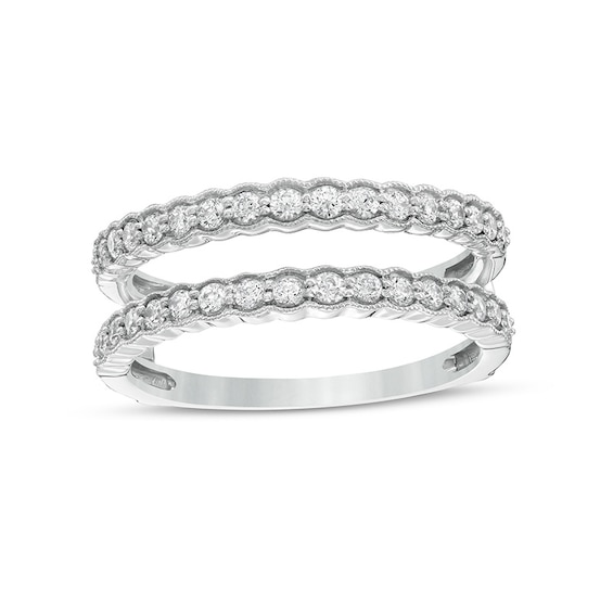 Previously Owned - 1/2 CT. T.w. Diamond Vintage-Style Scallop Edge Solitaire Enhancer in 14K White Gold