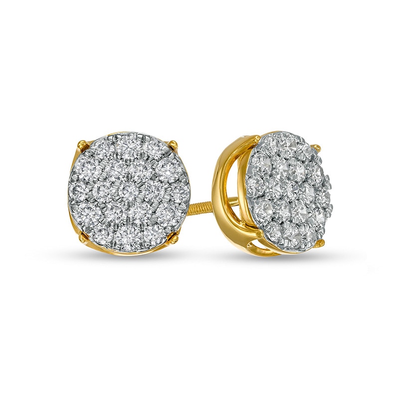 Main Image 1 of Previously Owned - Men's 1 CT. T.W. Multi-Diamond Stud Earrings in 10K Gold