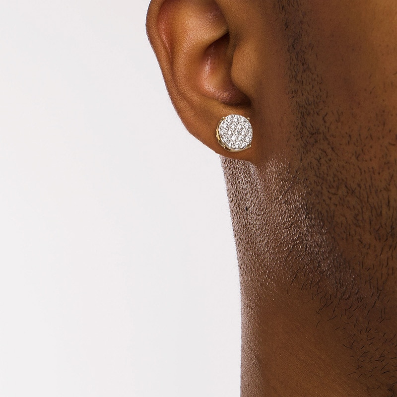 Main Image 2 of Previously Owned - Men's 1 CT. T.W. Multi-Diamond Stud Earrings in 10K Gold