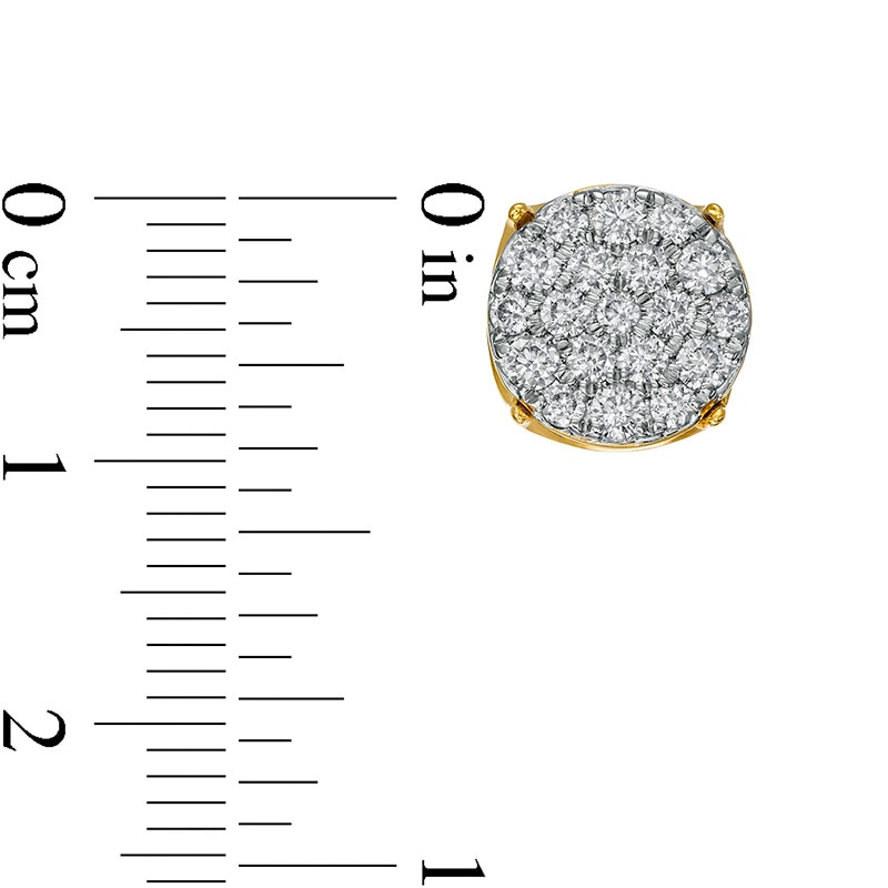 Main Image 3 of Previously Owned - Men's 1 CT. T.W. Multi-Diamond Stud Earrings in 10K Gold