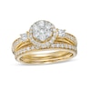 Thumbnail Image 1 of Previously Owned - 1 CT. T.W. Multi-Diamond Frame Vintage-Style Bridal Set in 10K Gold