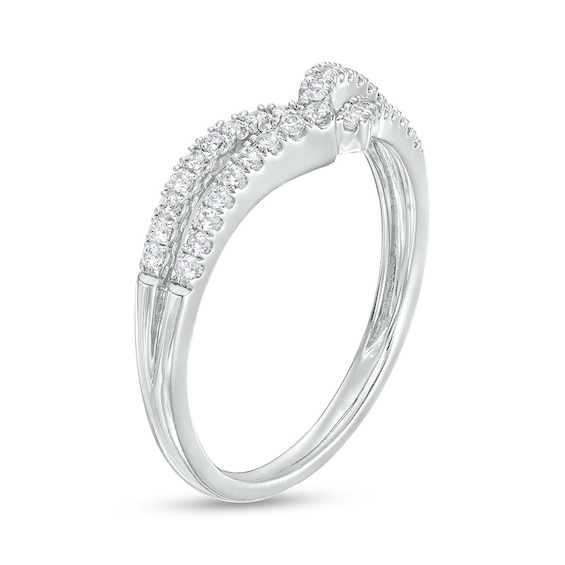 Previously Owned - 1/3 CT. T.w. Diamond Double Row Crossover Contour Anniversary Band in 14K White Gold