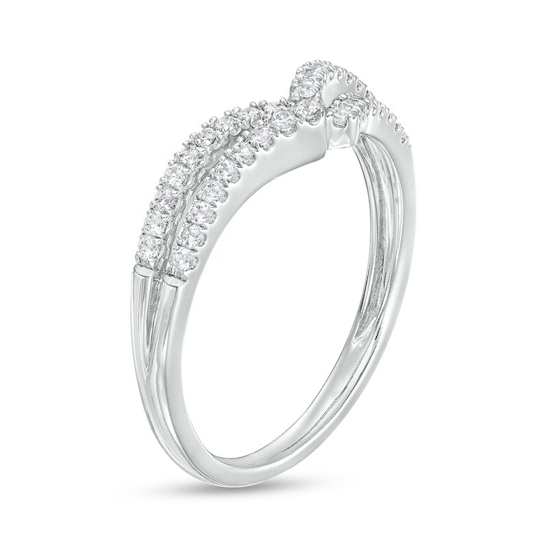 Main Image 3 of Previously Owned - 1/3 CT. T.W. Diamond Double Row Crossover Contour Anniversary Band in 14K White Gold