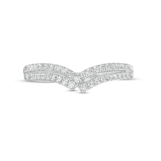 Previously Owned - 1/3 CT. T.w. Diamond Double Row Crossover Contour Anniversary Band in 14K White Gold