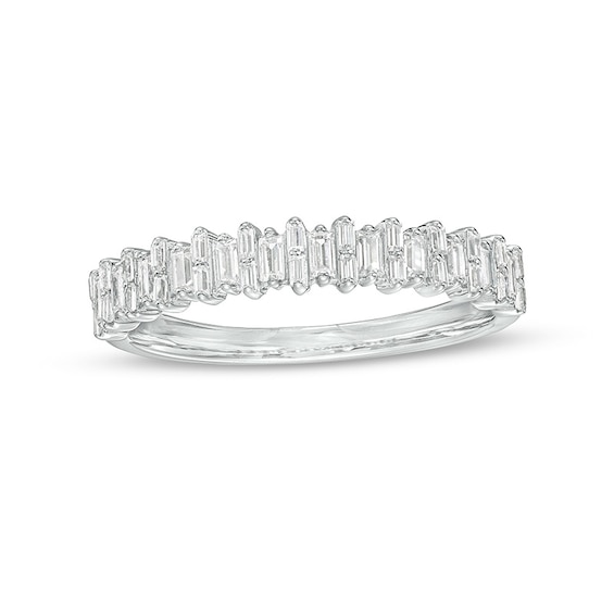 Previously Owned - 1/3 CT. T.w. Baguette Diamond Alternating Anniversary Band in 14K White Gold