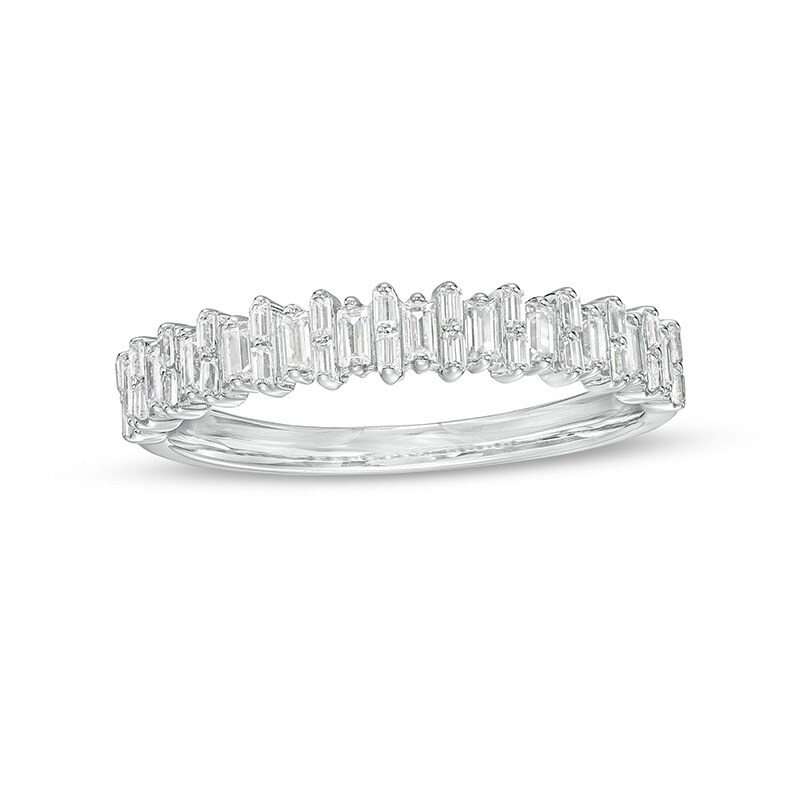 Main Image 1 of Previously Owned - 1/3 CT. T.W. Baguette Diamond Alternating Anniversary Band in 14K White Gold