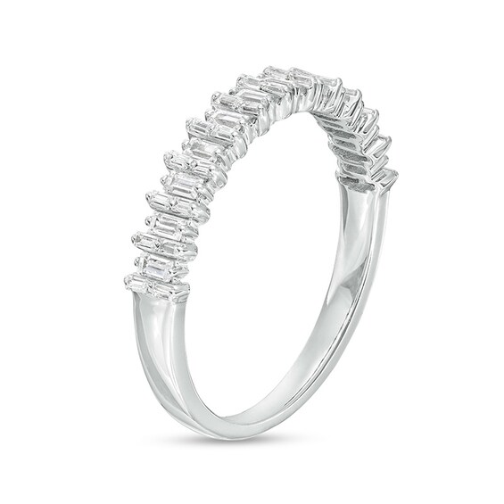 Previously Owned - 1/3 CT. T.w. Baguette Diamond Alternating Anniversary Band in 14K White Gold
