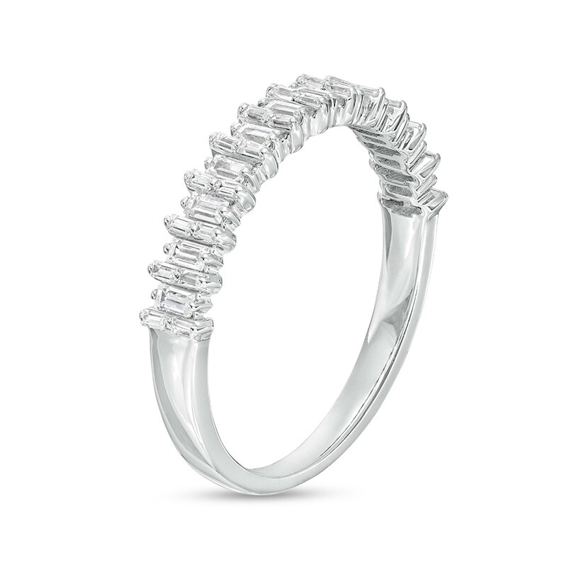 Main Image 3 of Previously Owned - 1/3 CT. T.W. Baguette Diamond Alternating Anniversary Band in 14K White Gold