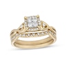 Thumbnail Image 1 of Previously Owned - 1/3 CT. T.W. Quad Diamond Cushion-Shaped Frame Twist Shank Bridal Set in 10K Gold