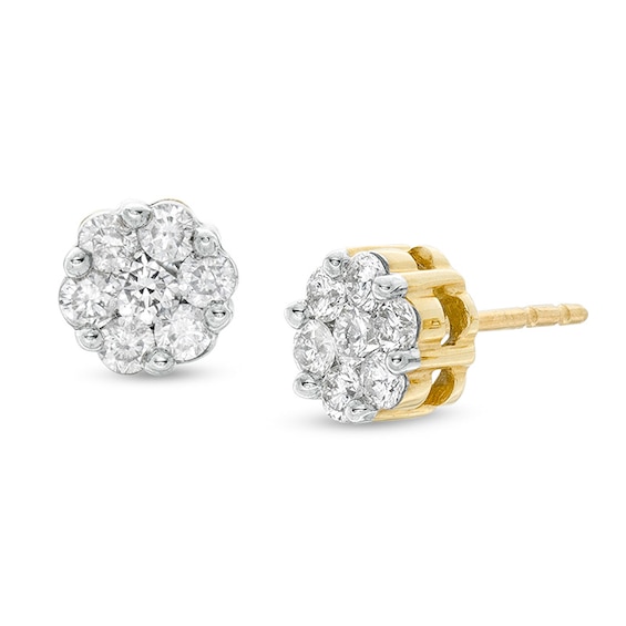 Previously Owned - 1/2 CT. T.w. Diamond Flower Earrings in 14K Gold