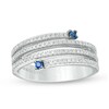 Thumbnail Image 1 of Previously Owned - Vera Wang Love Collection 1/3 CT. T.W. Diamond and Sapphire Multi-Row Spiral Ring in 14K White Gold
