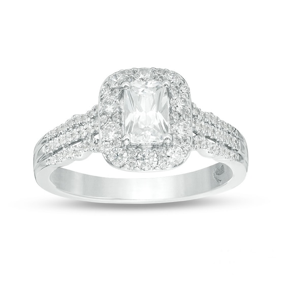 Previously Owned - Love's Destiny by Zales 1 CT. T.w. Emerald-Cut Diamond Frame Engagement Ring in 14K Two-Tone Gold