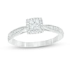 Thumbnail Image 1 of Previously Owned - 1/5 CT. T.W. Composite Diamond Square Pinched Shank Vintage-Style Promise Ring in 10K White Gold