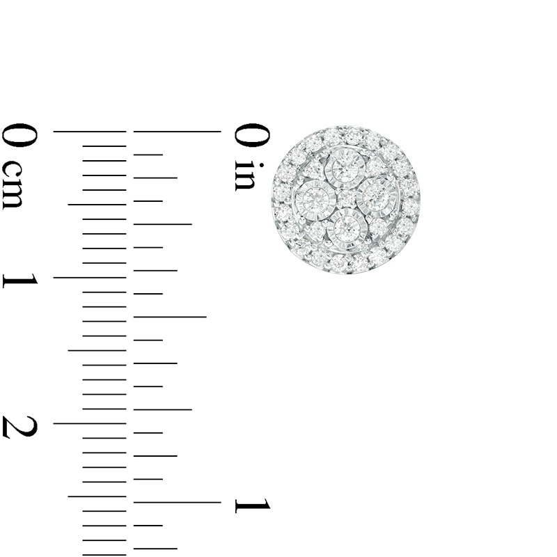 Main Image 2 of Previously Owned - 1/2 CT. T.W. Multi-Diamond Frame Stud Earrings in 10K White Gold