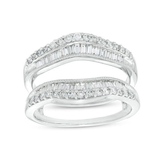 Previously Owned - 3/4 CT. T.w. Diamond Vintage-Style Contour Solitaire Enhancer in 14K White Gold