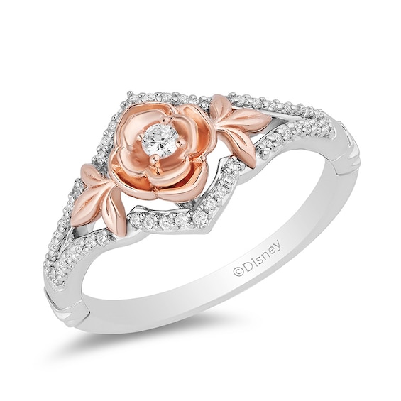 Previously Owned - Enchanted Disney Belle 1/5 CT. T.w. Diamond Rose Ring in Sterling Silver and 10K Rose Gold