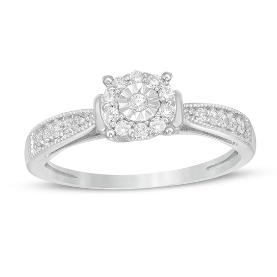 Previously Owned - 1/5 CT. T.w. Diamond Frame Promise Ring in Sterling Silver