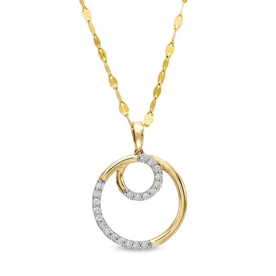 Previously Owned - 1/4 CT. T.w. Diamond Double Circle Outline Pendant in 10K Gold