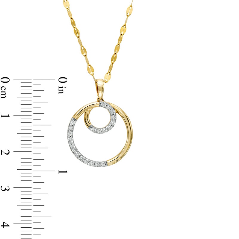 Main Image 4 of Previously Owned - 1/4 CT. T.W. Diamond Double Circle Outline Pendant in 10K Gold