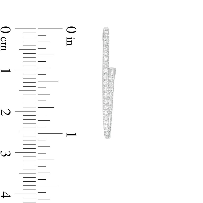 Main Image 3 of Previously Owned - 1/2 CT. T.W. Diamond Inside-Out Open Oval Hoop Earrings in 10K White Gold