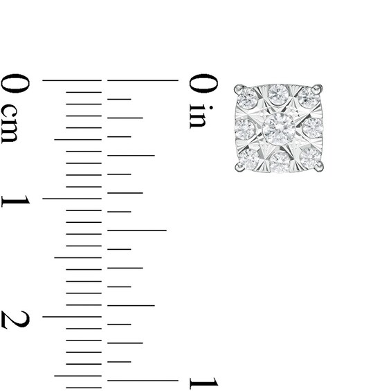 Previously Owned - 1/2 CT. T.w. Cushion-Shaped Multi-Diamond Stud Earrings in 10K White Gold