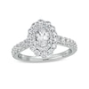 Thumbnail Image 1 of Previously Owned - 1-1/2 CT. T.W. Oval Diamond Double Scallop Frame Engagement Ring in 14K White Gold (I/SI2)