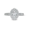Thumbnail Image 4 of Previously Owned - 1-1/2 CT. T.W. Oval Diamond Double Scallop Frame Engagement Ring in 14K White Gold (I/SI2)