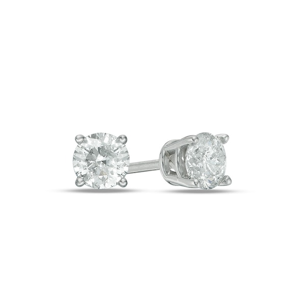 Previously Owned - 1/2 CT. T.w. Diamond Solitaire Stud Earrings in 14K White Gold (I/I2)