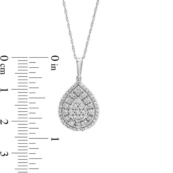 Previously Owned - 1/2 CT. T.w. Pear-Shaped Multi-Diamond Double Frame Pendant in 10K White Gold