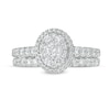 Thumbnail Image 4 of Previously Owned - 1 CT. T.W. Composite Oval Diamond Frame Bridal Set in 14K White Gold