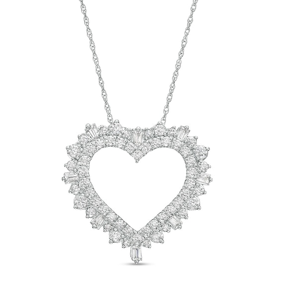 Previously Owned - 1 CT. T.w. Diamond Shadow Heart Pendant in 10K White Gold