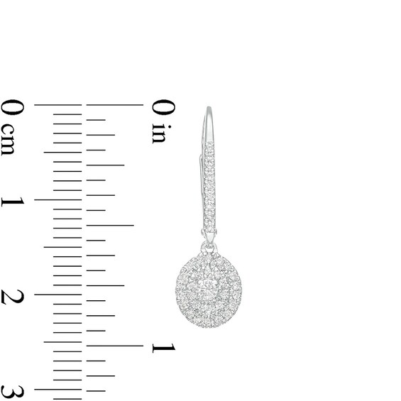 Previously Owned - 1/3 CT. T.w. Multi-Diamond Double Frame Oval Drop Earrings in 10K White Gold