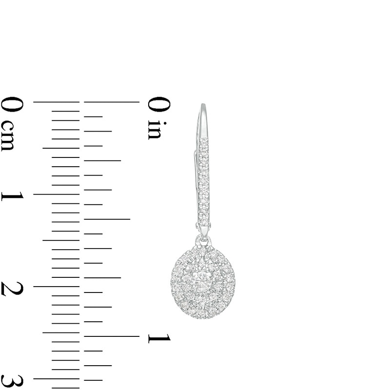 Main Image 3 of Previously Owned - 1/3 CT. T.W. Multi-Diamond Double Frame Oval Drop Earrings in 10K White Gold