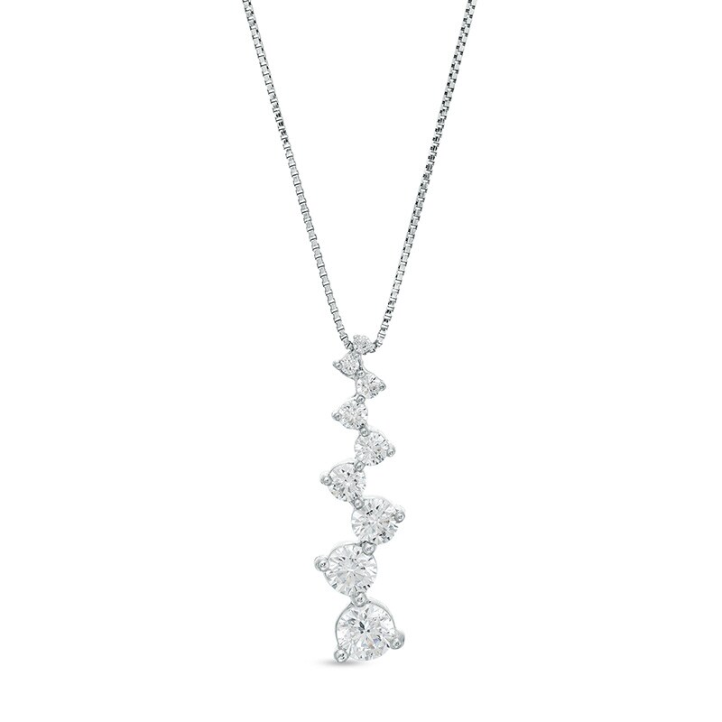 Main Image 1 of Previously Owned - Marilyn Monroe™ Collection 3/4 CT. T.W. Diamond Graduated Linear Drop Pendant in 10K White Gold