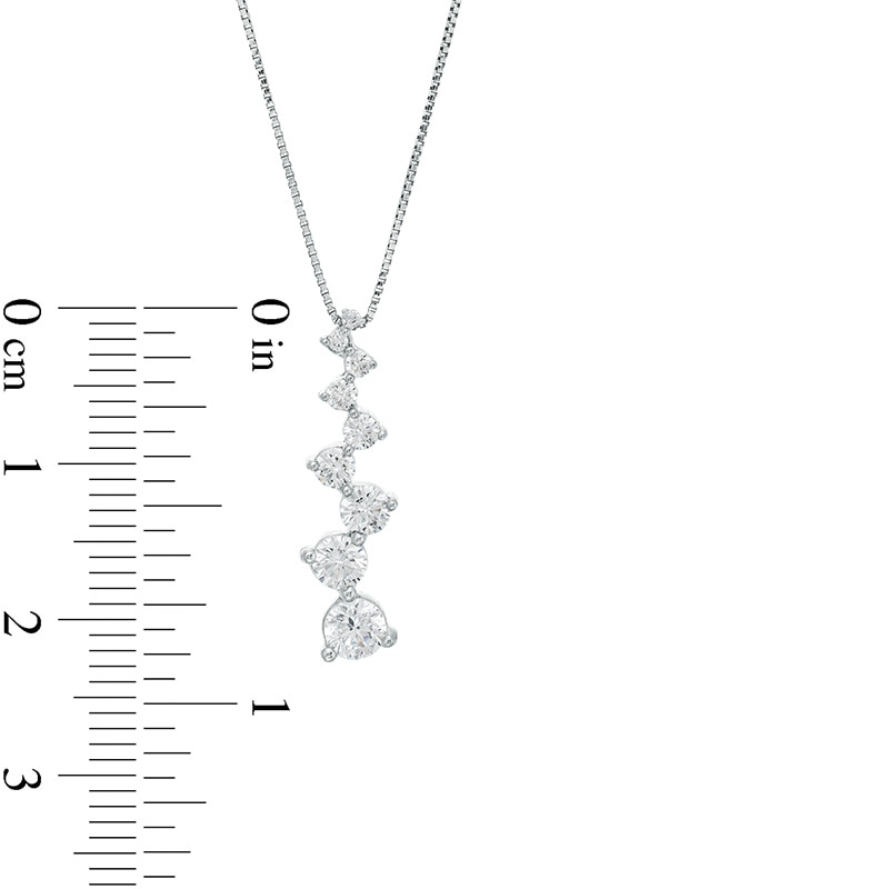 Main Image 2 of Previously Owned - Marilyn Monroe™ Collection 3/4 CT. T.W. Diamond Graduated Linear Drop Pendant in 10K White Gold