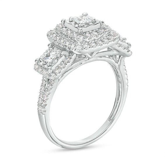 Previously Owned - 1 CT. T.w. Princess-Cut Diamond Past Present FutureÂ® Frame Engagement Ring in 10K White Gold