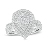 Thumbnail Image 1 of Previously Owned - 1 CT. T.W. Pear-Shaped Multi-Diamond Double Frame Double Row Engagement Ring in 10K White Gold