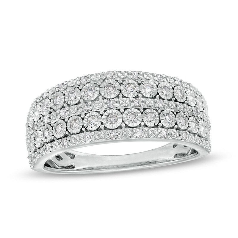 Main Image 1 of Previously Owned - 1/4 CT. T.W. Diamond Multi-Row Anniversary Band in 10K White Gold