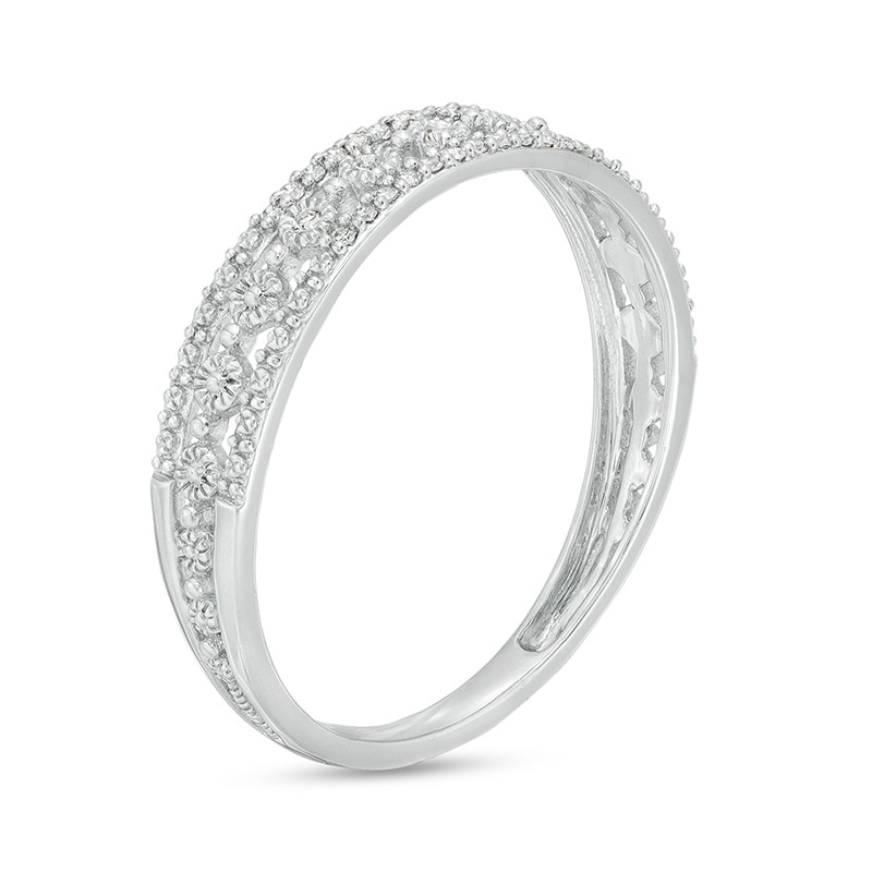 Main Image 3 of Previously Owned - 1/15 CT. T.W. Diamond Triple Row Vintage-Style Anniversary Band in 10K White Gold