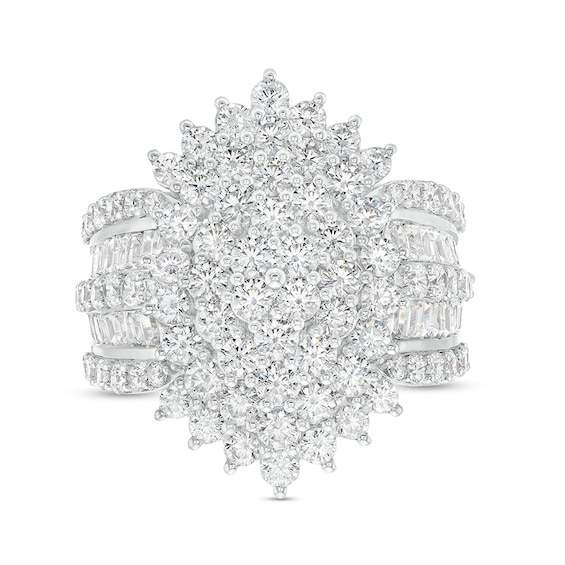 Previously Owned - 4 CT. T.w. Oval-Shaped Multi-Diamond Starburst Ring in 10K White Gold