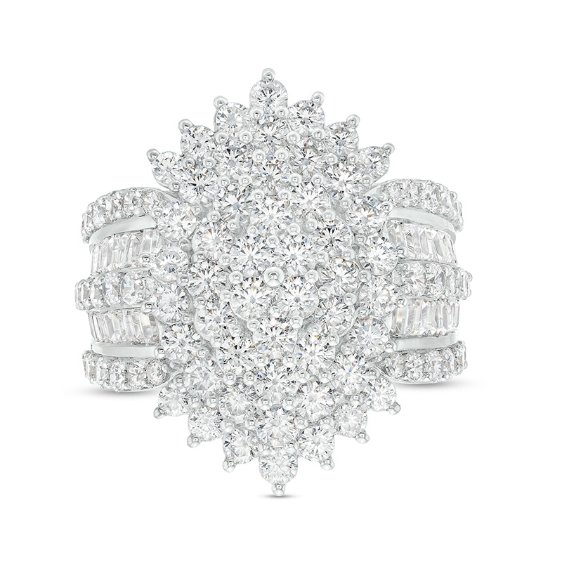 Main Image 1 of Previously Owned - 4 CT. T.W. Oval-Shaped Multi-Diamond Starburst Ring in 10K White Gold