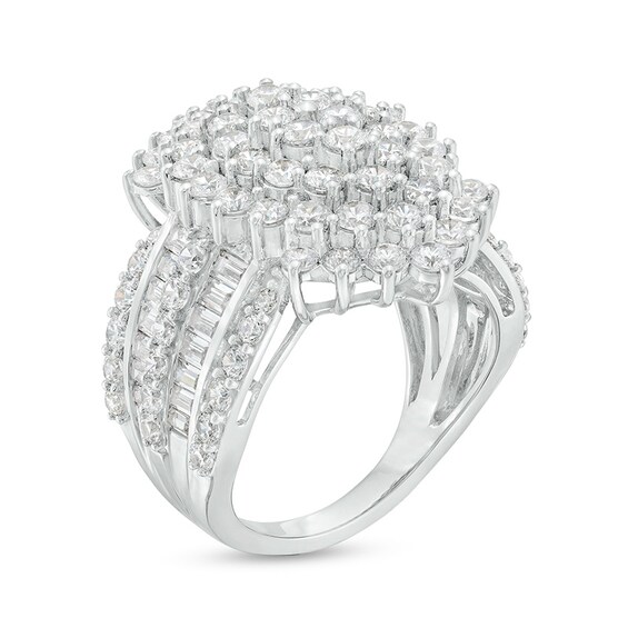 Previously Owned - 4 CT. T.w. Oval-Shaped Multi-Diamond Starburst Ring in 10K White Gold