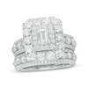 Thumbnail Image 1 of Previously Owned - 4 CT. T.W.  Emerald-Cut Diamond Double Frame Multi-Row Bridal Set in 14K White Gold (I/I1)
