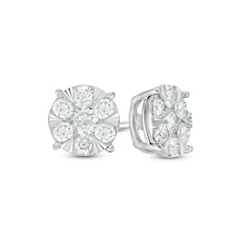 Previously Owned - 1 CT. T.W. Diamond Frame Stud Earrings in 10K White Gold