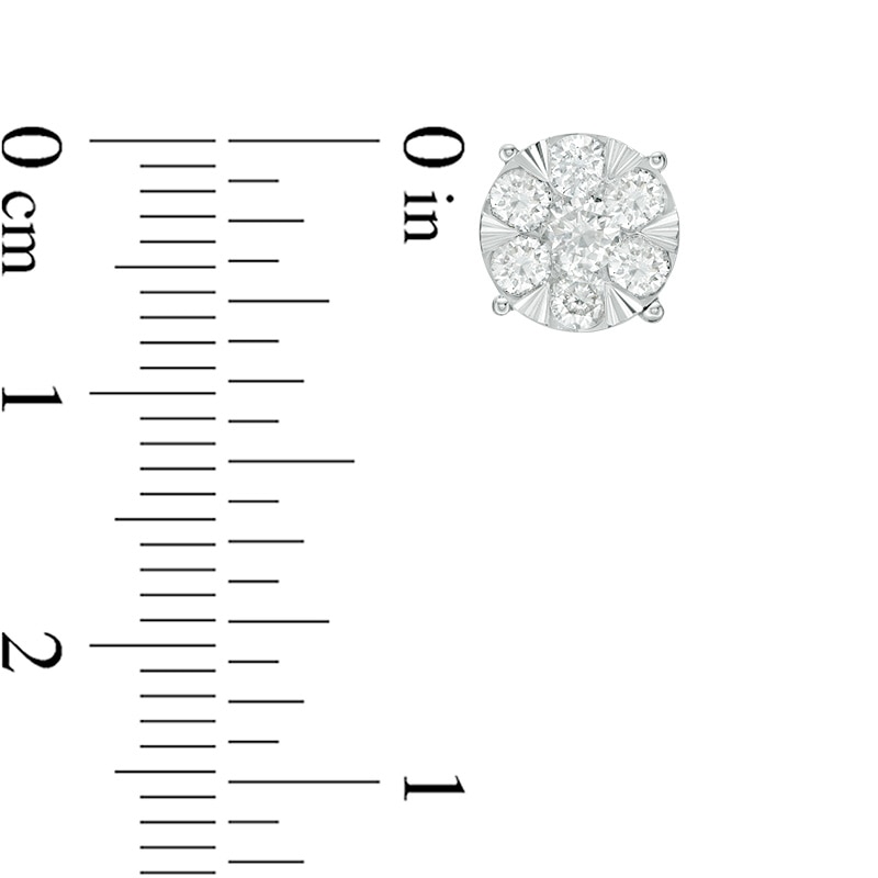 Main Image 2 of Previously Owned - 1 CT. T.W. Diamond Frame Stud Earrings in 10K White Gold