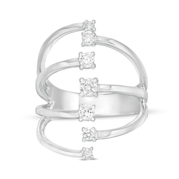 Previously Owned - 1/2 CT. T.W. Diamond Linear Seven Stone Open Shank Ring in 10K White Gold